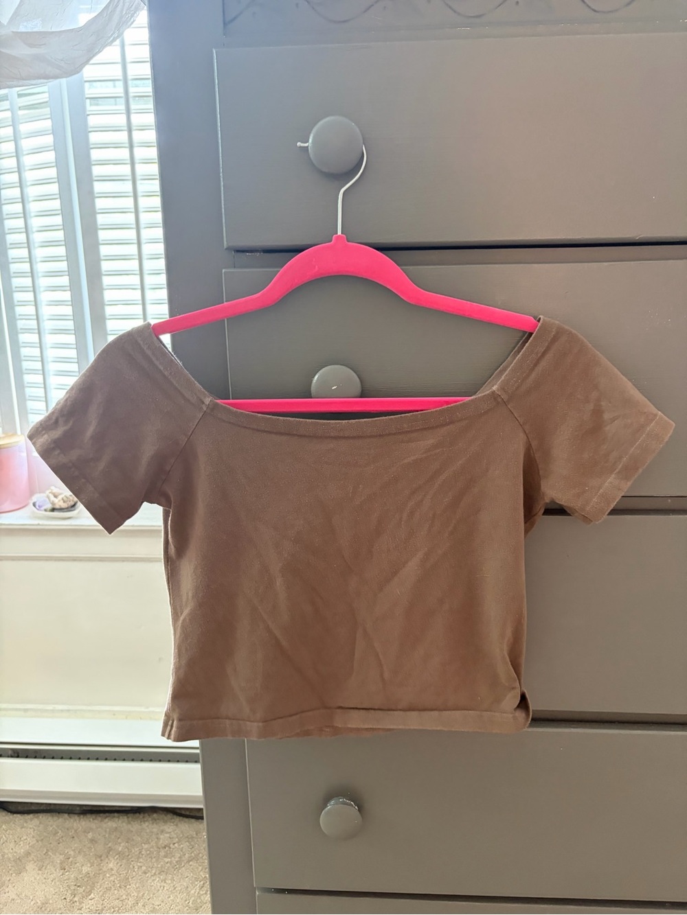 Brandy Melville Brown Off-Shoulder Top